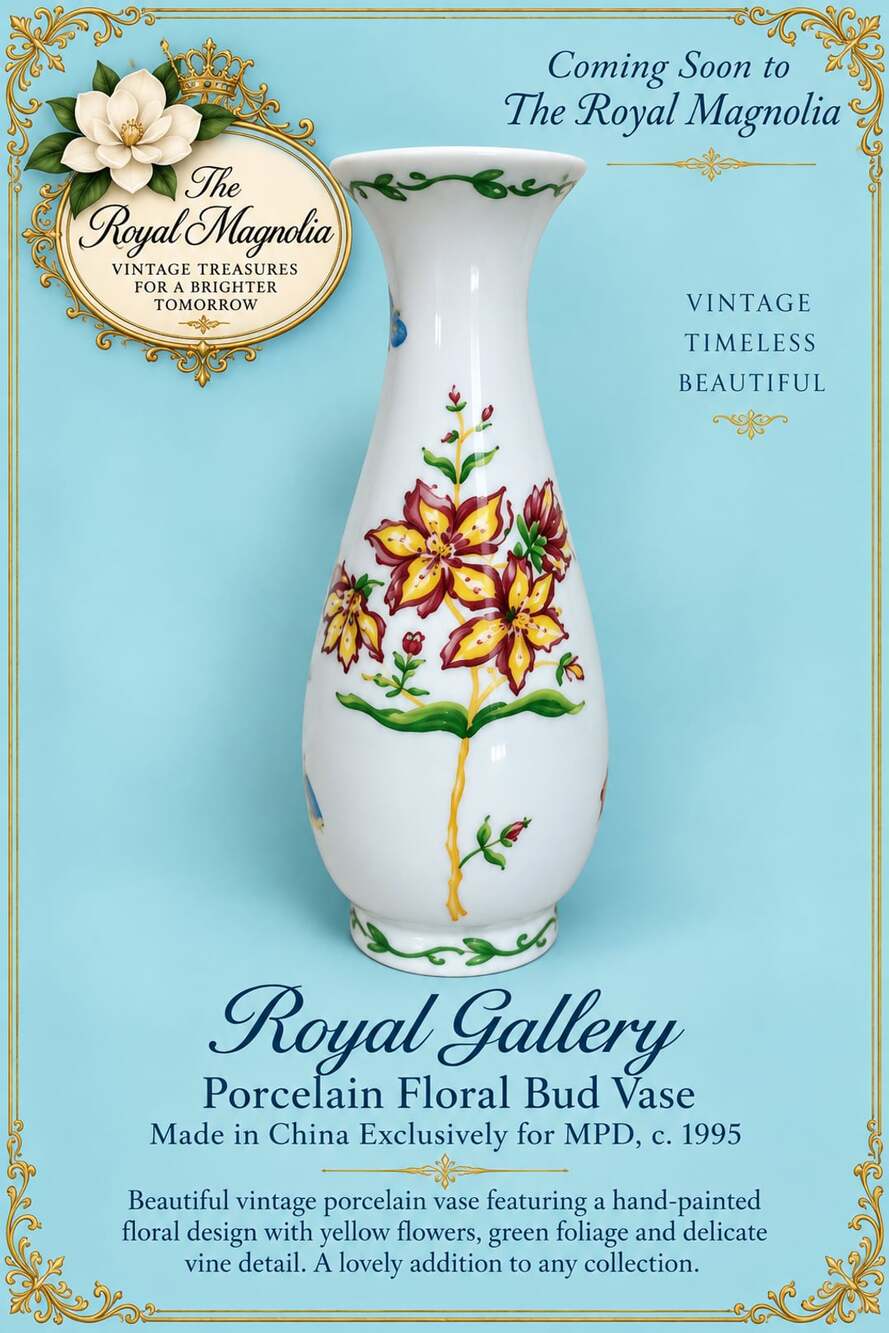Royal Gallery Porcelain Floral Bud Vase Hand Painted Vintage 1995